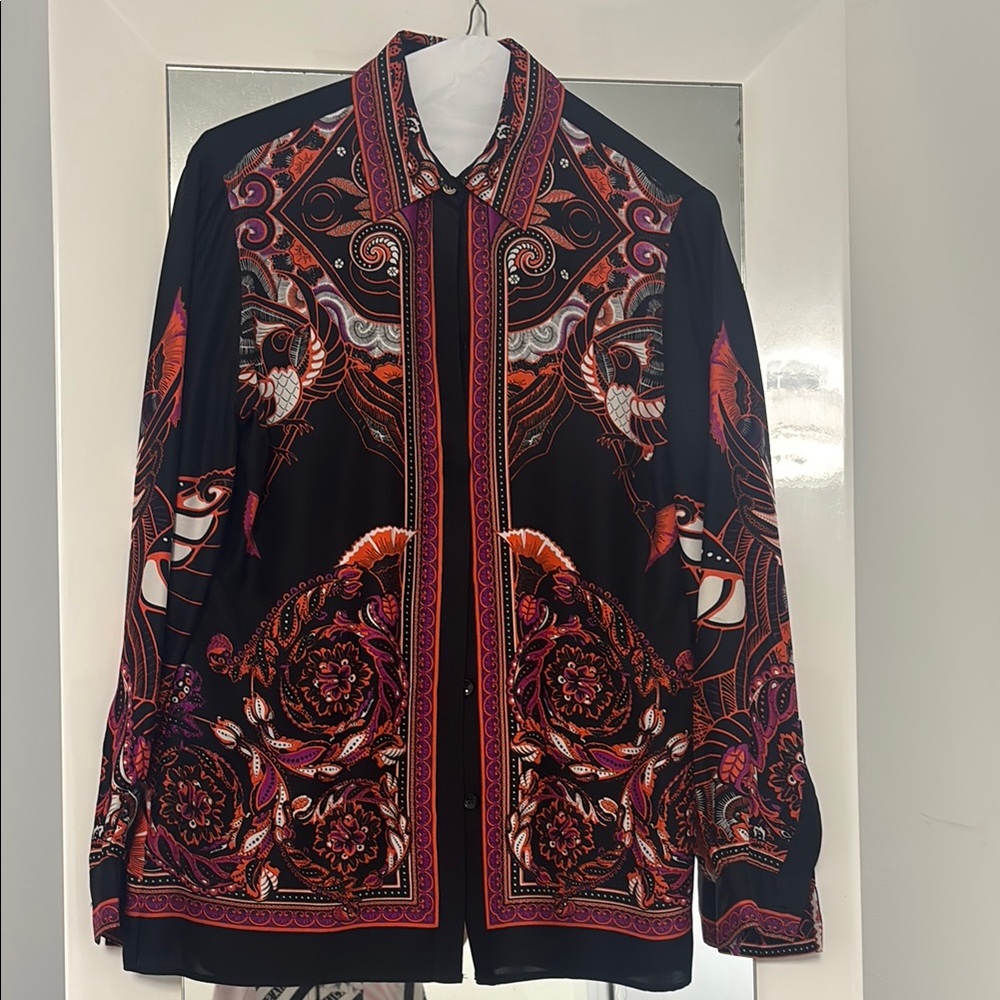 Versace Collection Black and Red Button Down Shirt